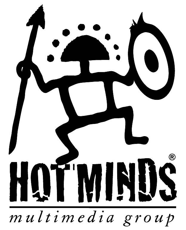 Logo per azienda multimediale con simbolo uomo stilizzato primitivo